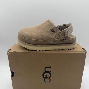 UGG Goldenstar Clog Sand Women’s Size 6 Suede Platform Slingback Good Condition